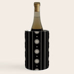 Minimalist Daisy Stripes Geometric Flowers and Stripe Pattern in Black and Almond Cream Wine Chiller Gallery Image 1