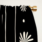 Minimalist Daisy Stripes Geometric Flowers and Stripe Pattern in Black and Almond Cream Window Curtain Gallery Image 2