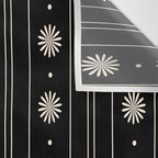 Minimalist Daisy Stripes Geometric Flowers and Stripe Pattern in Black and Almond Cream Wall Tapestry Gallery Image 3