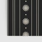 Minimalist Daisy Stripes Geometric Flowers and Stripe Pattern in Black and Almond Cream Poster Gallery Image 3