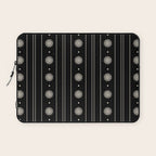 Minimalist Daisy Stripes Geometric Flowers and Stripe Pattern in Black and Almond Cream Laptop Sleeve Gallery Image 1
