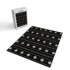 Minimalist Daisy Stripes Geometric Flowers and Stripe Pattern in Black and Almond Cream Jigsaw Puzzle Gallery Image 2