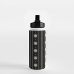 Minimalist Daisy Stripes Geometric Flowers and Stripe Pattern in Black and Almond Cream Water Bottle Gallery Image 2