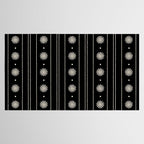Minimalist Daisy Stripes Geometric Flowers and Stripe Pattern in Black and Almond Cream Tablecloth Gallery Image 2