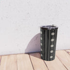 Minimalist Daisy Stripes Geometric Flowers and Stripe Pattern in Black and Almond Cream Travel Mug Gallery Image 4