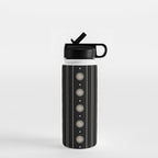 Minimalist Daisy Stripes Geometric Flowers and Stripe Pattern in Black and Almond Cream Water Bottle Gallery Image 1