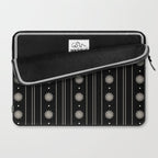 Minimalist Daisy Stripes Geometric Flowers and Stripe Pattern in Black and Almond Cream Laptop Sleeve Gallery Image 2