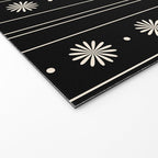 Minimalist Daisy Stripes Geometric Flowers and Stripe Pattern in Black and Almond Cream Welcome Mat Gallery Image 2