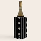 Minimalist Daisy Stripes Geometric Flowers and Stripe Pattern in Black and Almond Cream Wine Chiller Gallery Image 3