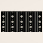 Minimalist Daisy Stripes Geometric Flowers and Stripe Pattern in Black and Almond Cream Desk Mat Gallery Image 3