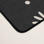 Minimalist Daisy Stripes Geometric Flowers and Stripe Pattern in Black and Almond Cream Desk Mat Gallery Image 4