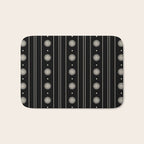 Minimalist Daisy Stripes Geometric Flowers and Stripe Pattern in Black and Almond Cream Bath Mat Gallery Image 1