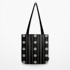 Minimalist Daisy Stripes Geometric Flowers and Stripe Pattern in Black and Almond Cream Tote Bag Gallery Image 2