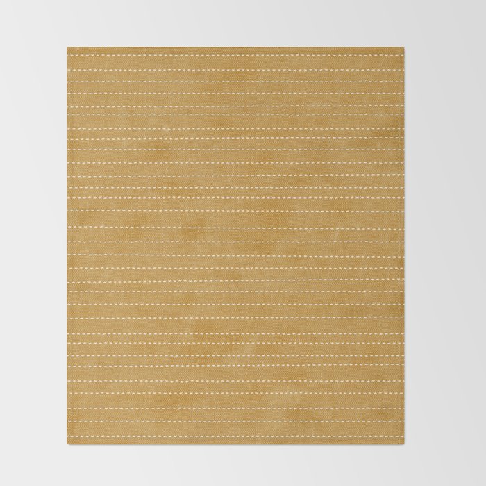 stitched stripes - mustard yellow Throw Blanket Gallery Image 2