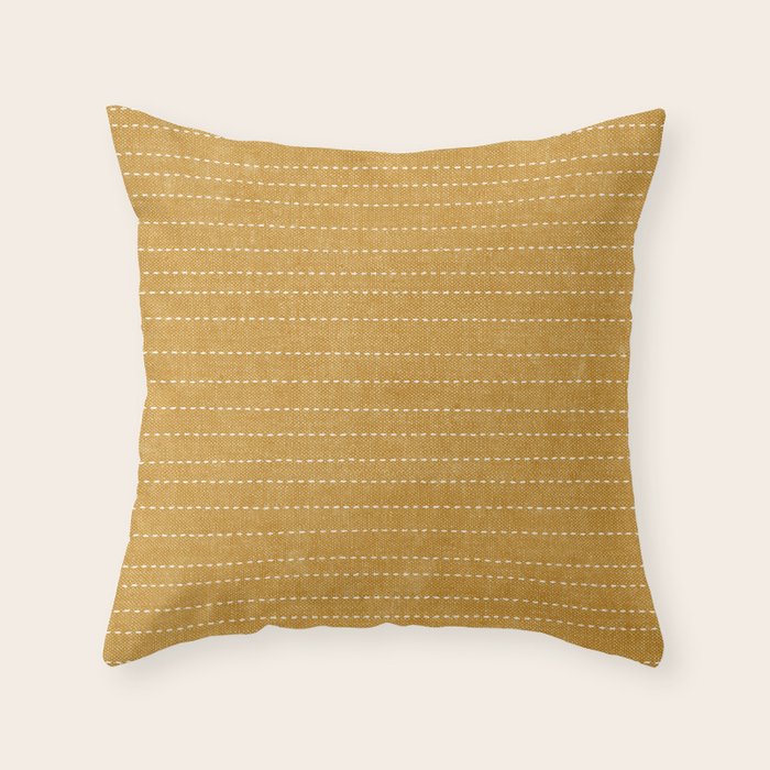 stitched stripes - mustard yellow Throw Pillow Gallery Image 6