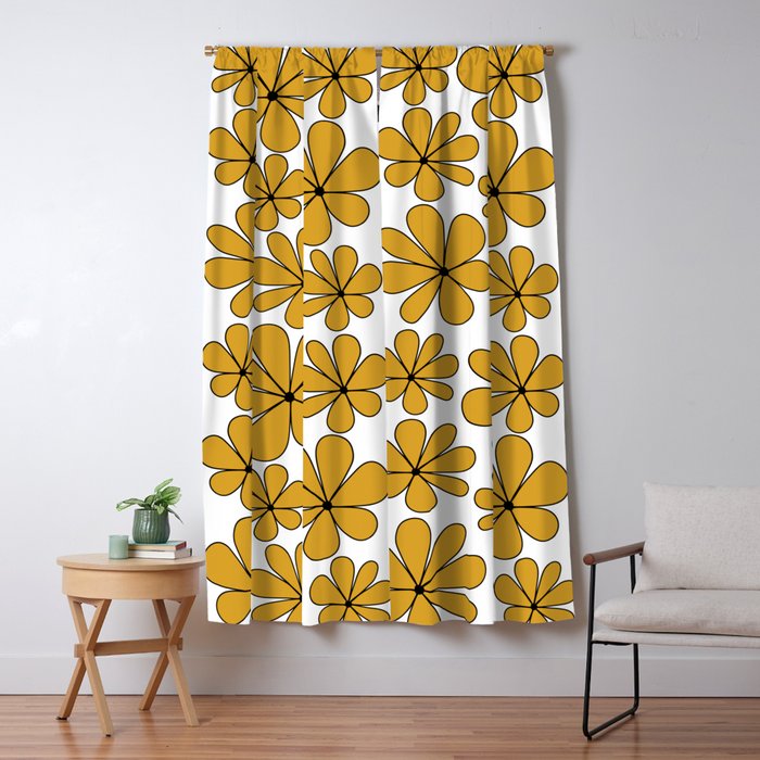 Retro Daisy Pattern II Yellow Window Curtain Gallery Image 5