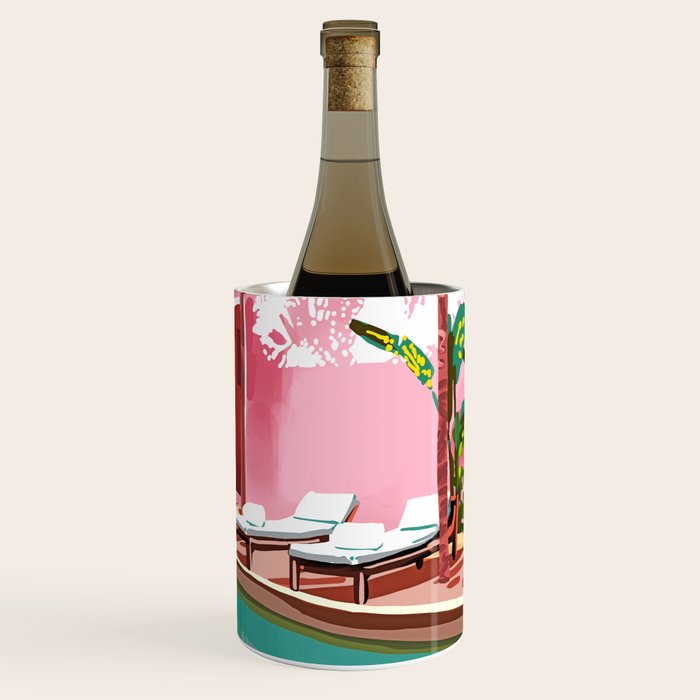 Vacay Villa | Blush Pink Summer Architecture | Tropical Travel Building | Palm Bohemian Resort Wine Chiller Gallery Image 1