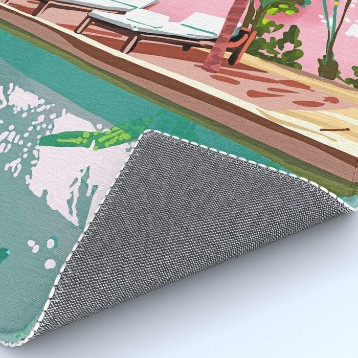 Vacay Villa | Blush Pink Summer Architecture | Tropical Travel Building | Palm Bohemian Resort Rug Gallery Image 4