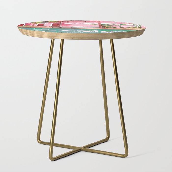 Vacay Villa | Blush Pink Summer Architecture | Tropical Travel Building | Palm Bohemian Resort Side Table Gallery Image 1