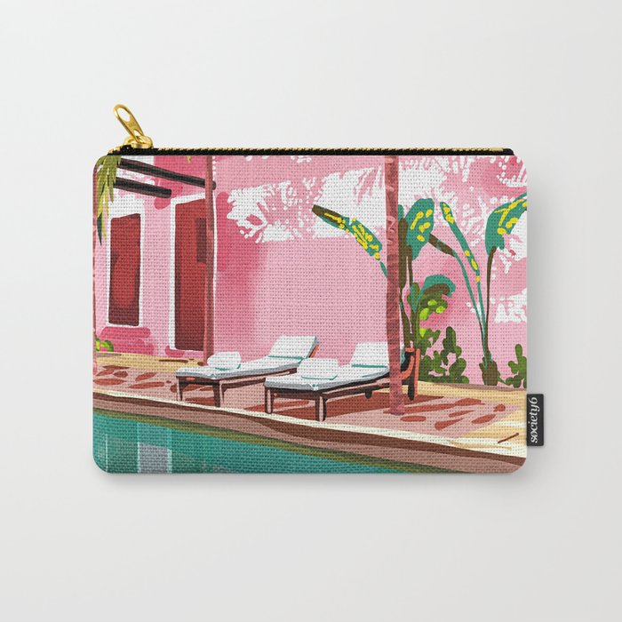 Vacay Villa | Blush Pink Summer Architecture | Tropical Travel Building | Palm Bohemian Resort Carry All Pouch Gallery Image 1