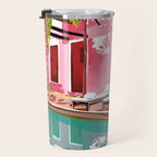 Vacay Villa | Blush Pink Summer Architecture | Tropical Travel Building | Palm Bohemian Resort Travel Mug Gallery Image 3