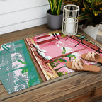 Vacay Villa | Blush Pink Summer Architecture | Tropical Travel Building | Palm Bohemian Resort Outdoor Rug Gallery Image 2