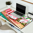 Vacay Villa | Blush Pink Summer Architecture | Tropical Travel Building | Palm Bohemian Resort Desk Mat Gallery Image 2
