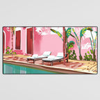 Vacay Villa | Blush Pink Summer Architecture | Tropical Travel Building | Palm Bohemian Resort Desk Mat Gallery Image 3