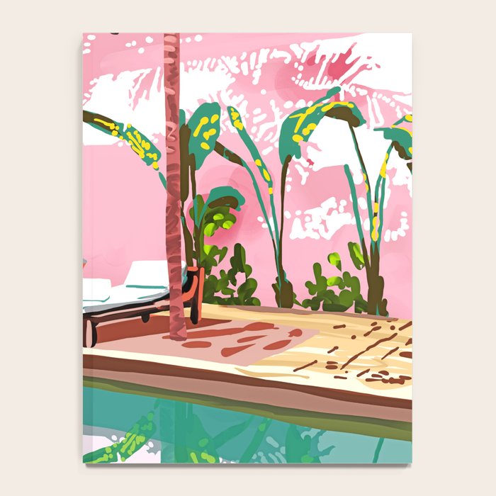 Vacay Villa | Blush Pink Summer Architecture | Tropical Travel Building | Palm Bohemian Resort Notebook Gallery Image 4