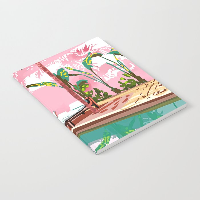 Vacay Villa | Blush Pink Summer Architecture | Tropical Travel Building | Palm Bohemian Resort Notebook