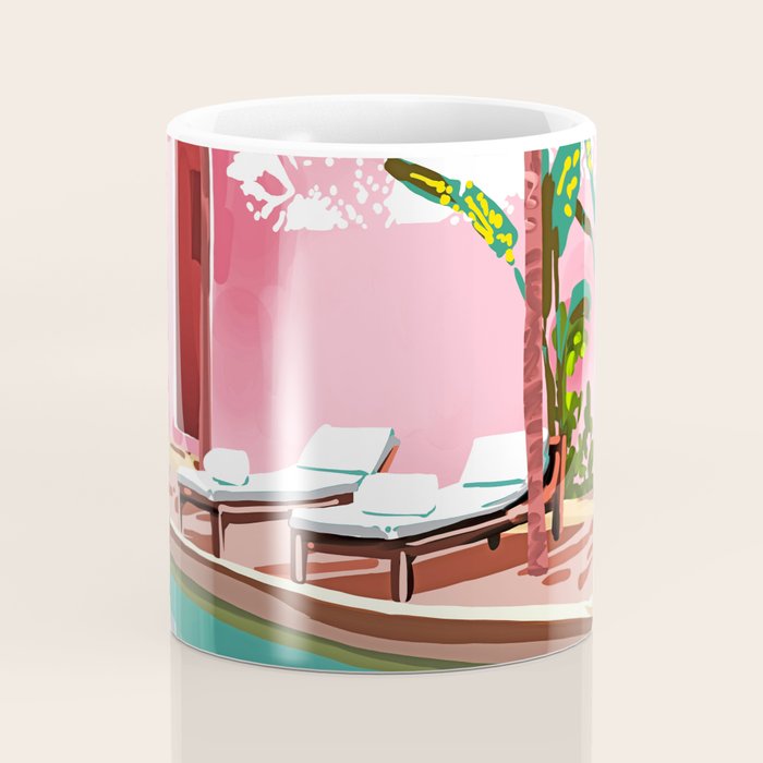 Vacay Villa | Blush Pink Summer Architecture | Tropical Travel Building | Palm Bohemian Resort Coffee Mug Gallery Image 4