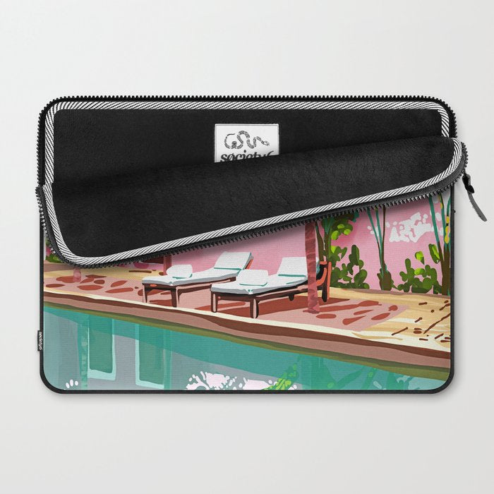 Vacay Villa | Blush Pink Summer Architecture | Tropical Travel Building | Palm Bohemian Resort Laptop Sleeve Gallery Image 2