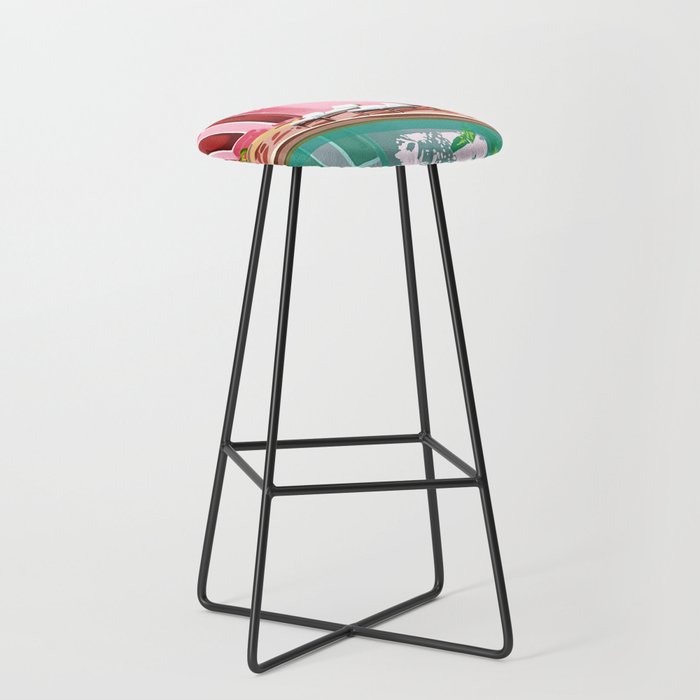 Vacay Villa | Blush Pink Summer Architecture | Tropical Travel Building | Palm Bohemian Resort Stool Gallery Image 1