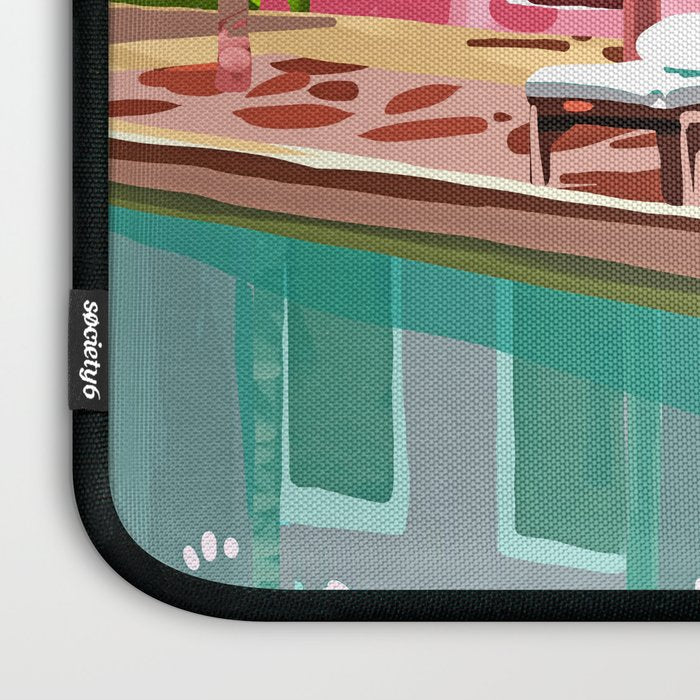 Vacay Villa | Blush Pink Summer Architecture | Tropical Travel Building | Palm Bohemian Resort Laptop Sleeve Gallery Image 3