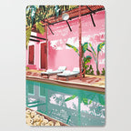 Vacay Villa | Blush Pink Summer Architecture | Tropical Travel Building | Palm Bohemian Resort Cutting Board Gallery Image 1