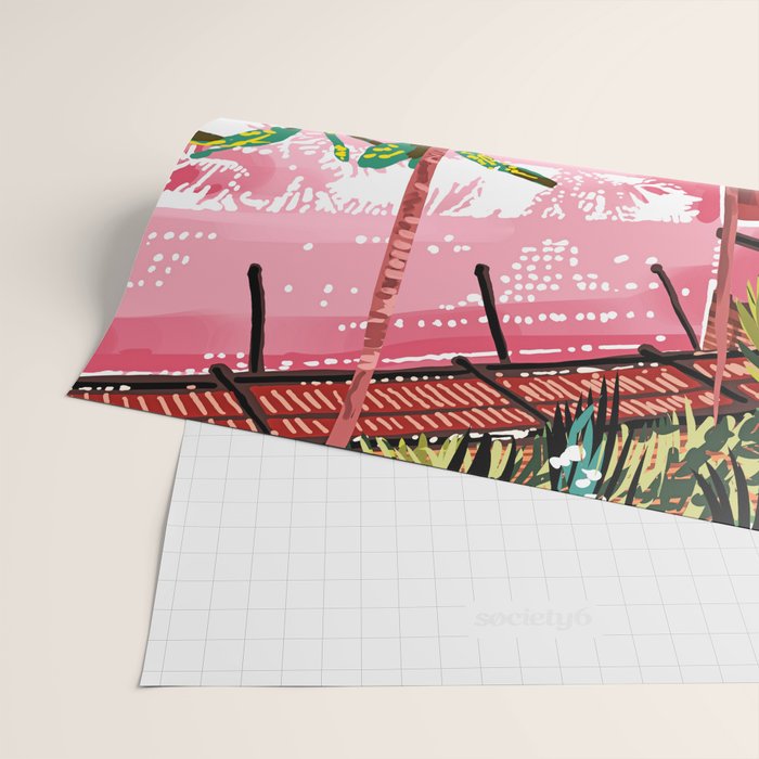 Vacay Villa | Blush Pink Summer Architecture | Tropical Travel Building | Palm Bohemian Resort Wrapping Paper Gallery Image 2