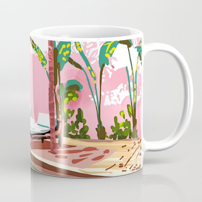 Vacay Villa | Blush Pink Summer Architecture | Tropical Travel Building | Palm Bohemian Resort Coffee Mug Gallery Image 1