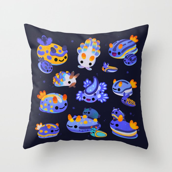 Blue sea slug Throw Pillow Gallery Image 6