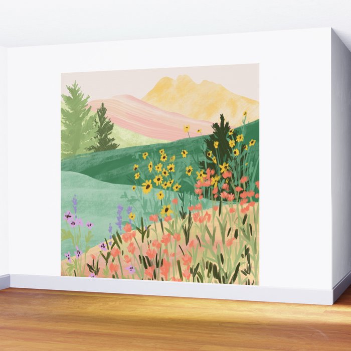 Flower Meadow Wall Mural Gallery Image 2