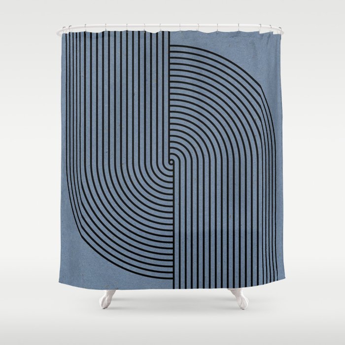 Retro Balance Blue  Shower Curtain Gallery Image 1
