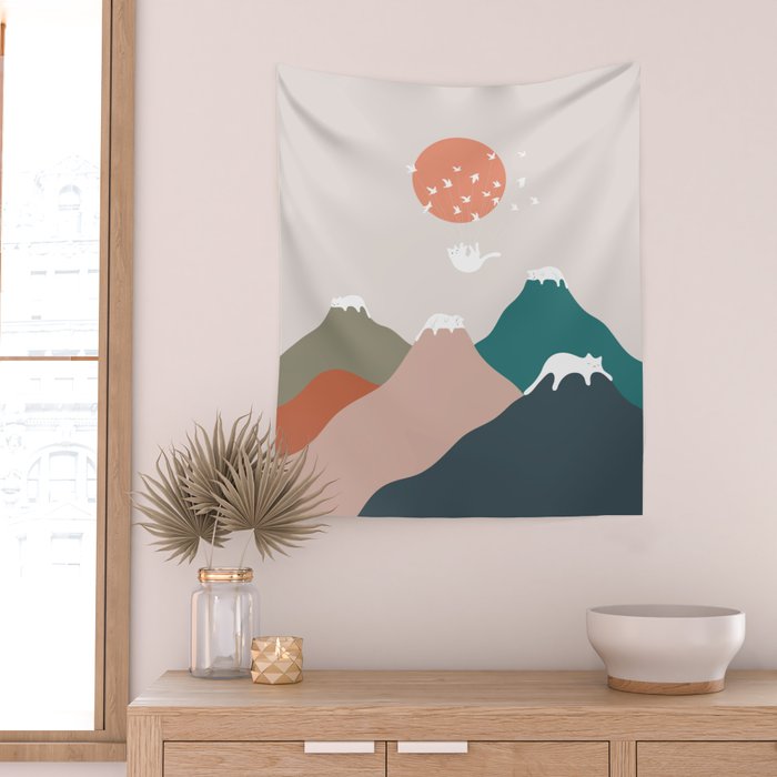Cat Landscape 193 Wall Tapestry Gallery Image 2