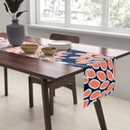 Floral Blooms and Leaves, Navy, Coral and White Table Runner Gallery Image 2