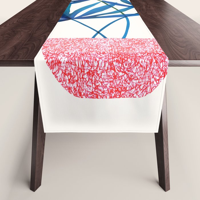 Sunny Palms in Indigo and Pink Table Runner Gallery Image 1