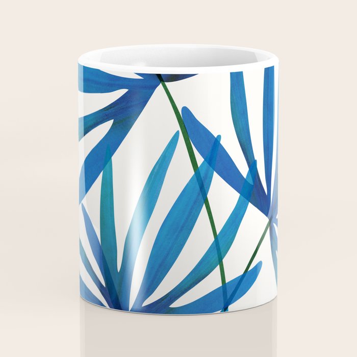 Sunny Palms in Indigo and Pink Coffee Mug Gallery Image 4