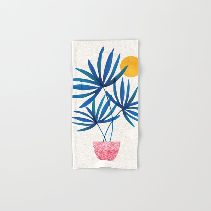 Sunny Palms in Indigo and Pink Bath Towel Gallery Image 1
