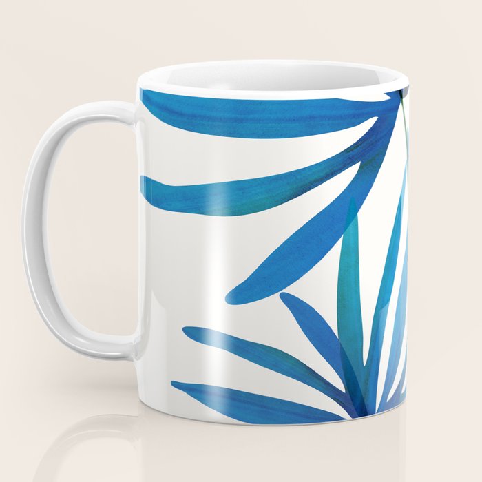 Sunny Palms in Indigo and Pink Coffee Mug Gallery Image 3