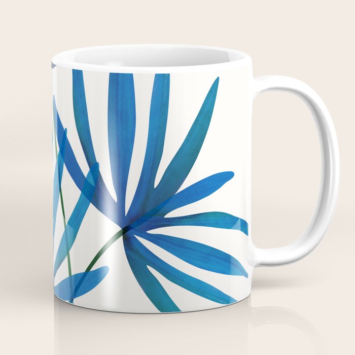 Sunny Palms in Indigo and Pink Coffee Mug Gallery Image 1