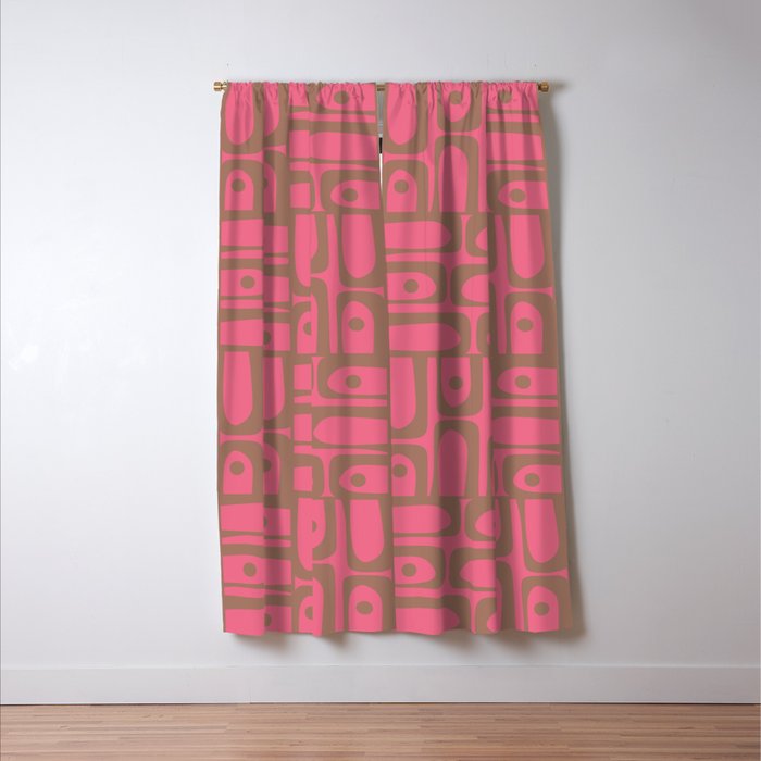 Mid Century Modern Piquet 5 Inspired by PANTONE 17 1230 Color of the Year Mocha Mousse Window Curtain Gallery Image 3