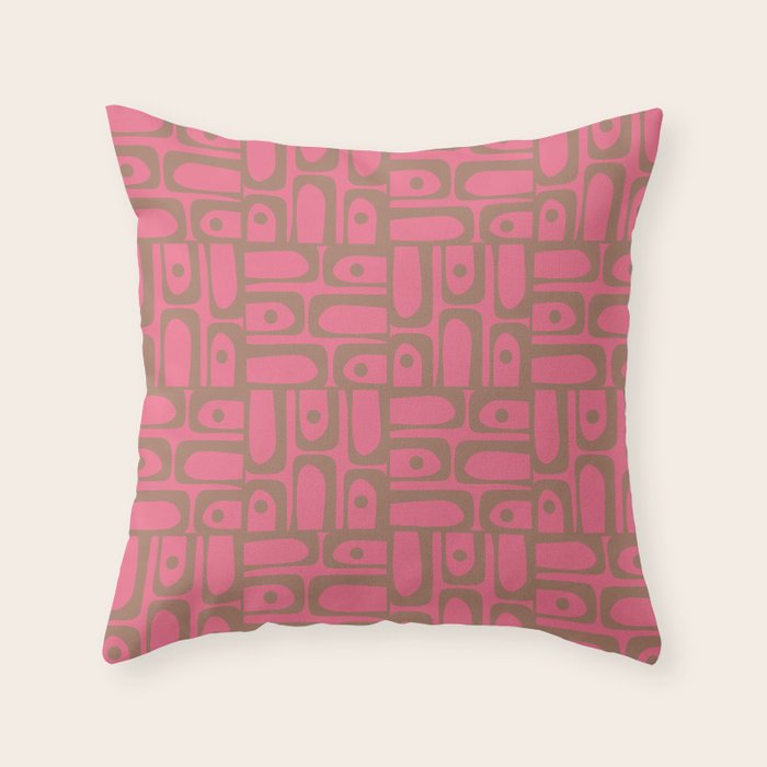 Mid Century Modern Piquet 5 Inspired by PANTONE 17 1230 Color of the Year Mocha Mousse Throw Pillow Gallery Image 6