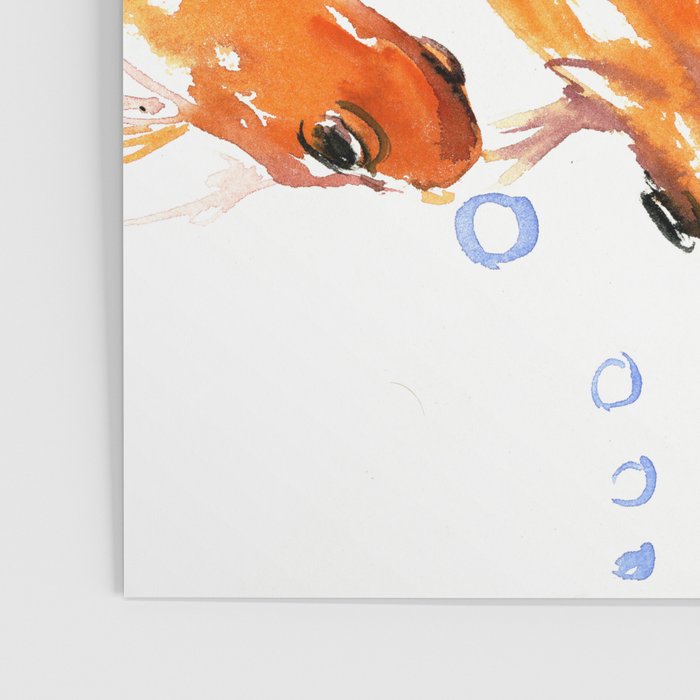 Nine Koi Fish, 9 KOI, feng shui artwork asian watercolor ink painting Poster Gallery Image 3